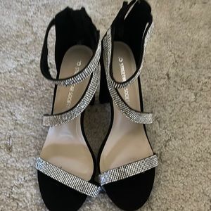 3 inch black sparkle heels